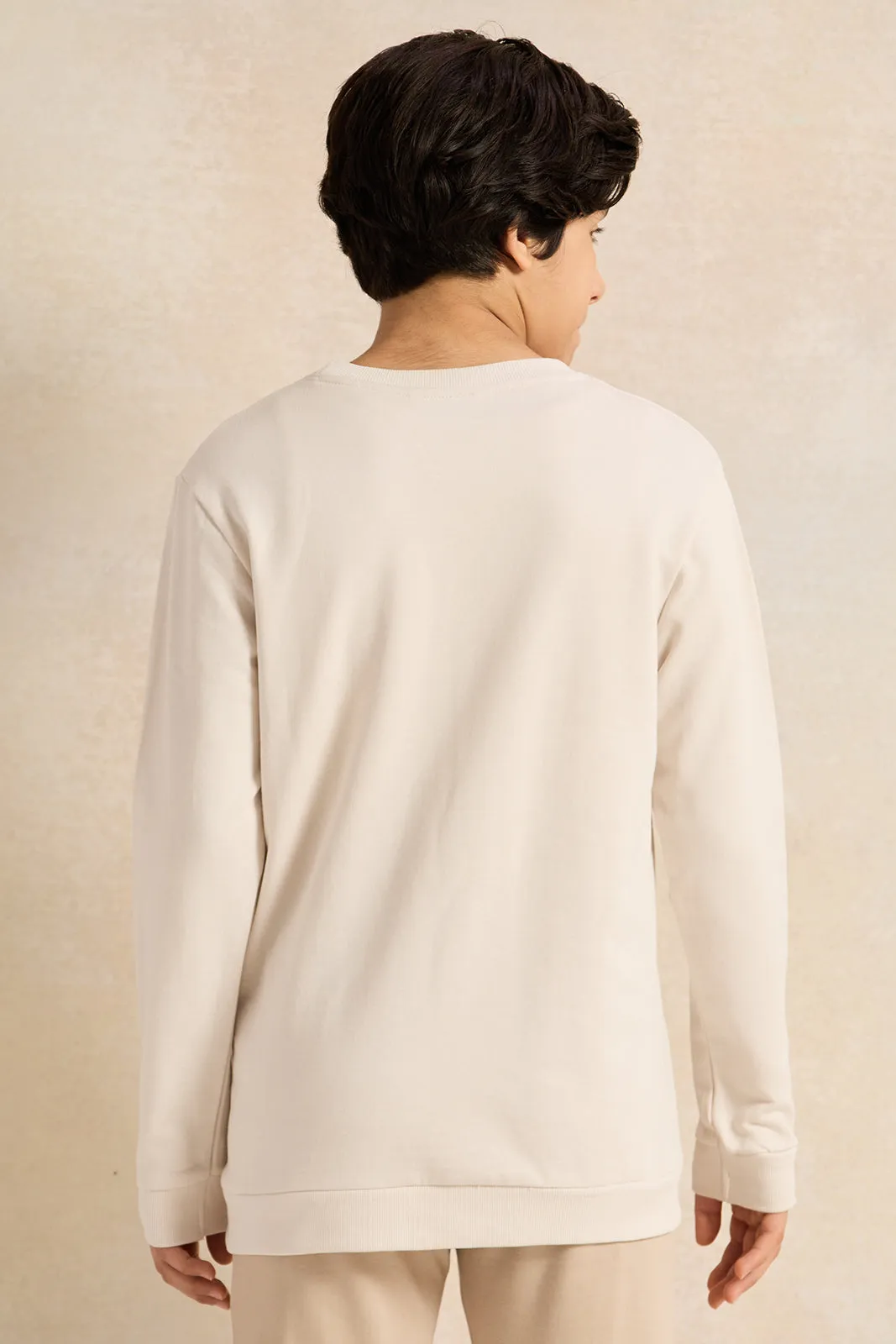 Senior Boys Ecru Printed Sweatshirt sold by Redtag product image thumbnail 3