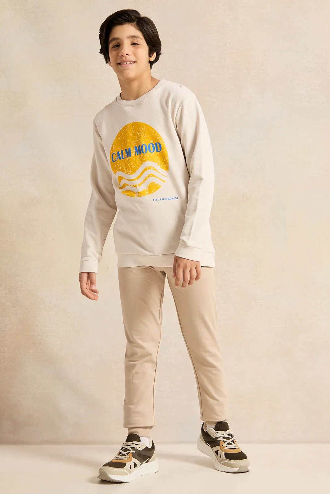 Senior Boys Ecru Printed Sweatshirt sold by Redtag product image thumbnail 2