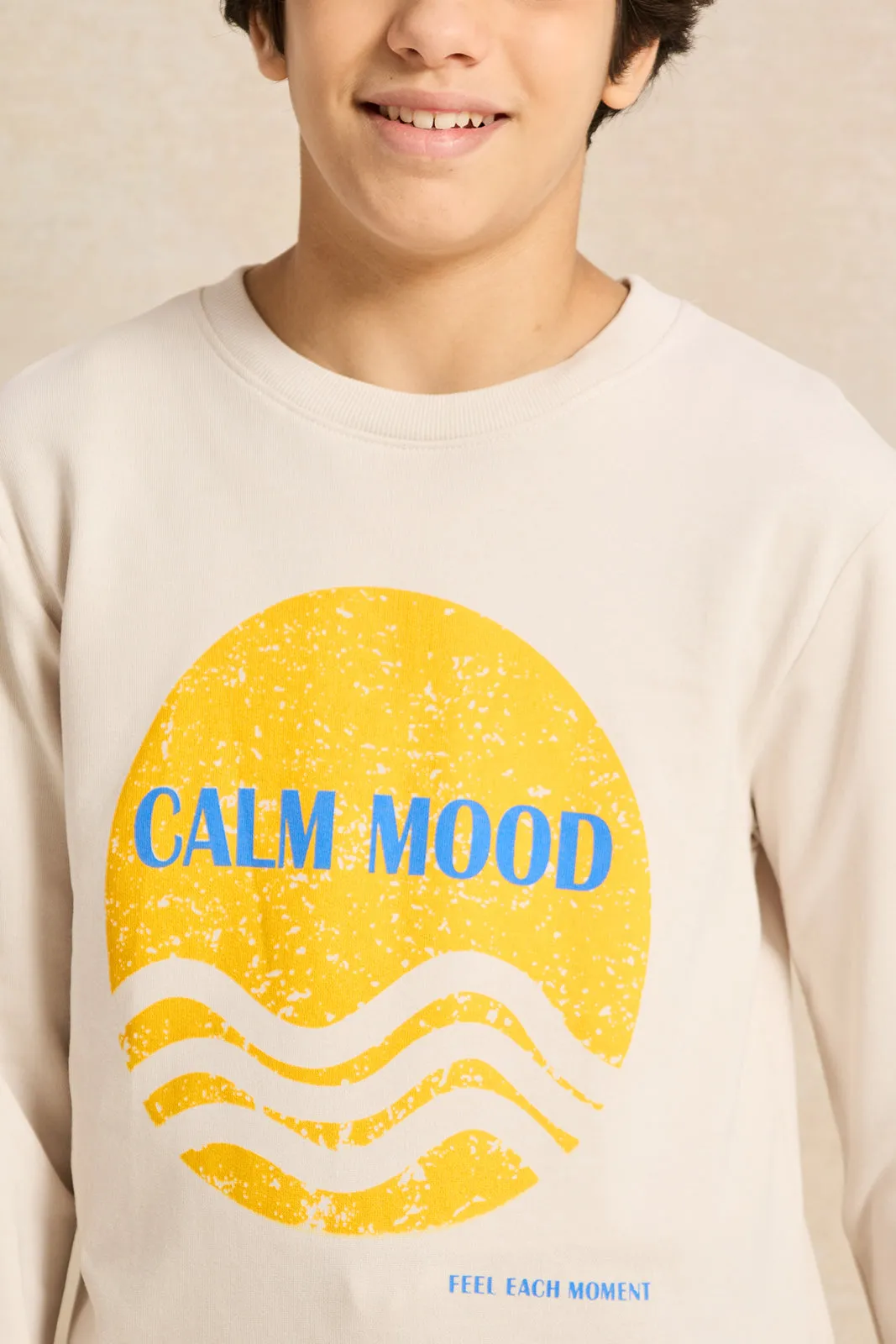 Senior Boys Ecru Printed Sweatshirt sold by Redtag product image thumbnail 4