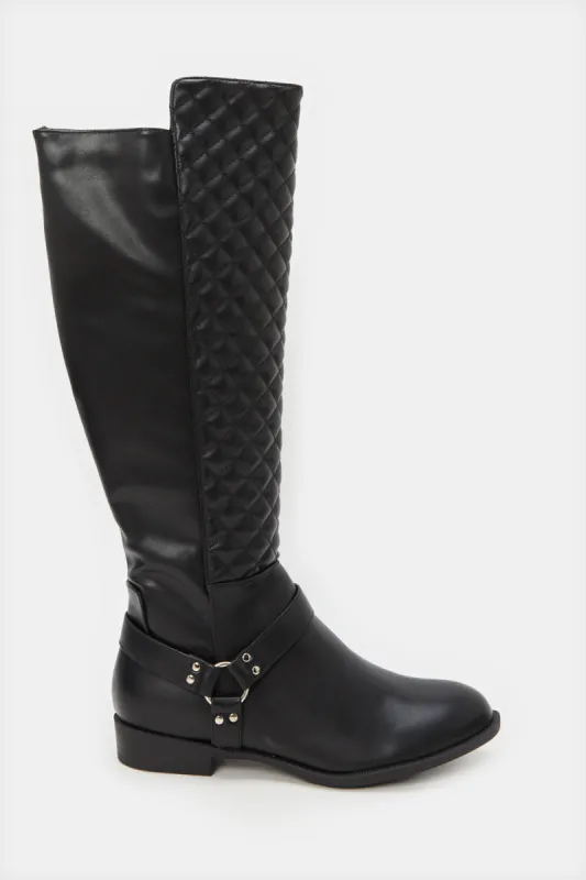 Women Black Embellished Boot sold by Redtag