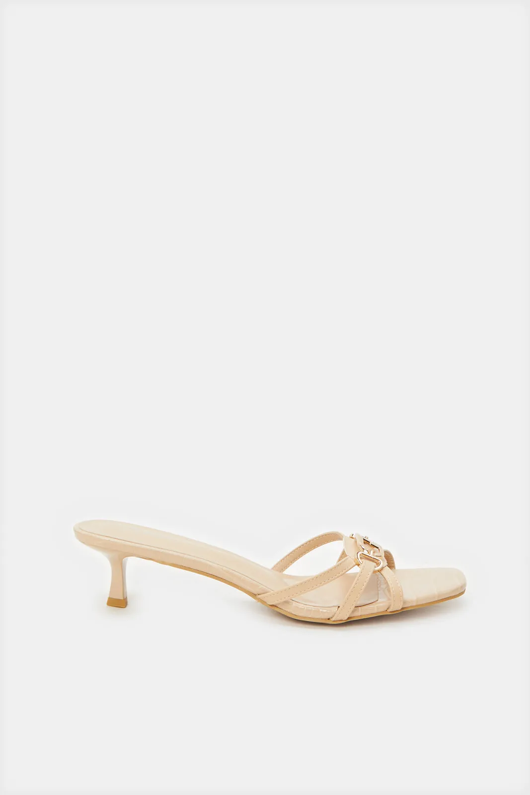 Women Beige Mule With Buckle Trim sold by Redtag