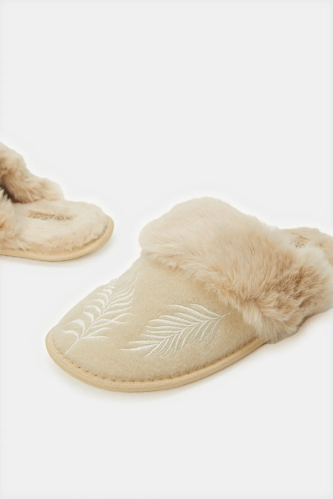Women Beige Embellished Slippers sold by Redtag product image thumbnail 3