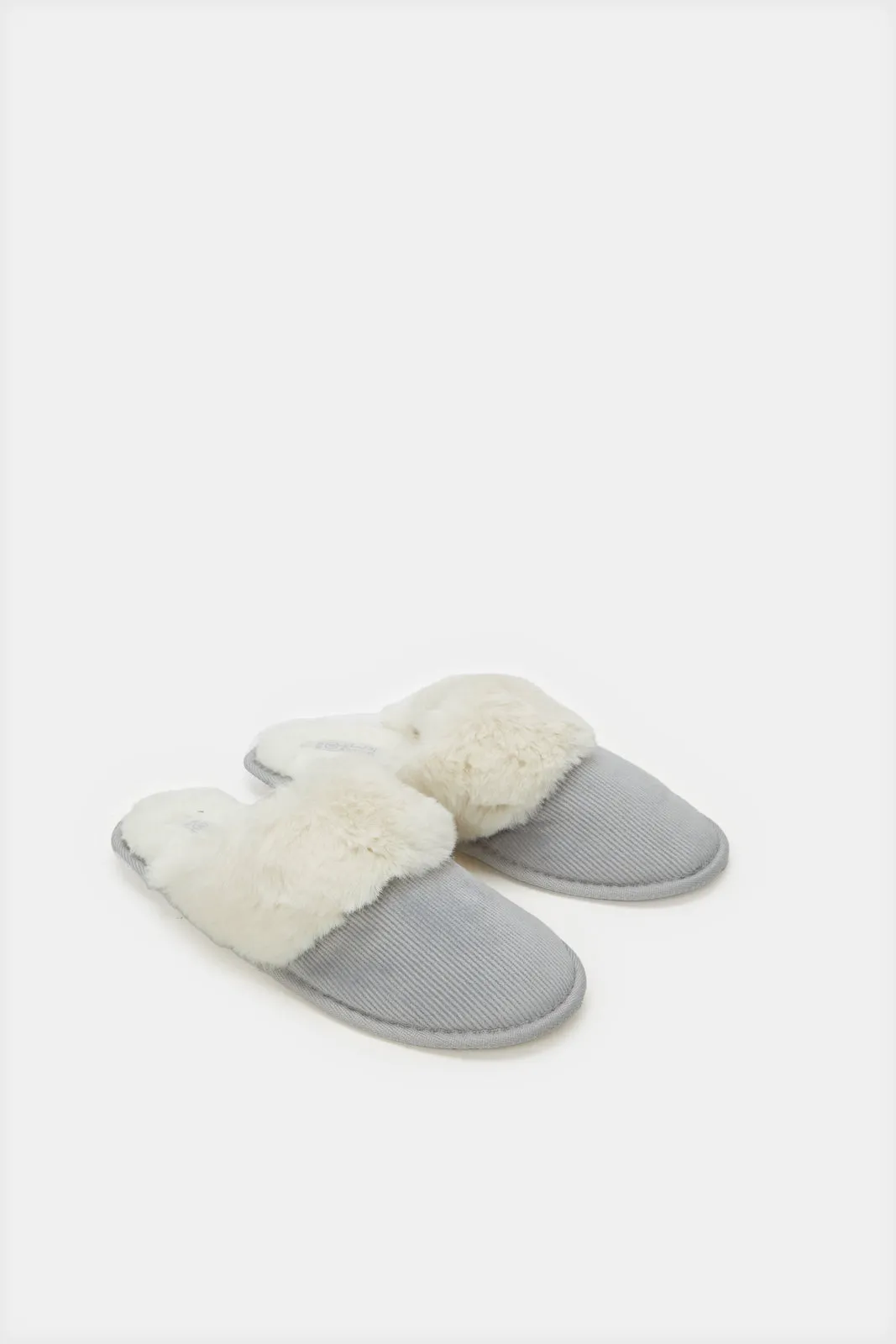 Women Grey Corduroy Slipper sold by Redtag product image thumbnail 2
