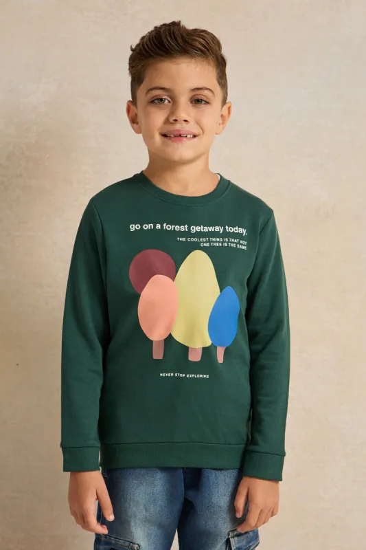 Boys Green Printed Sweatshirt sold by Redtag