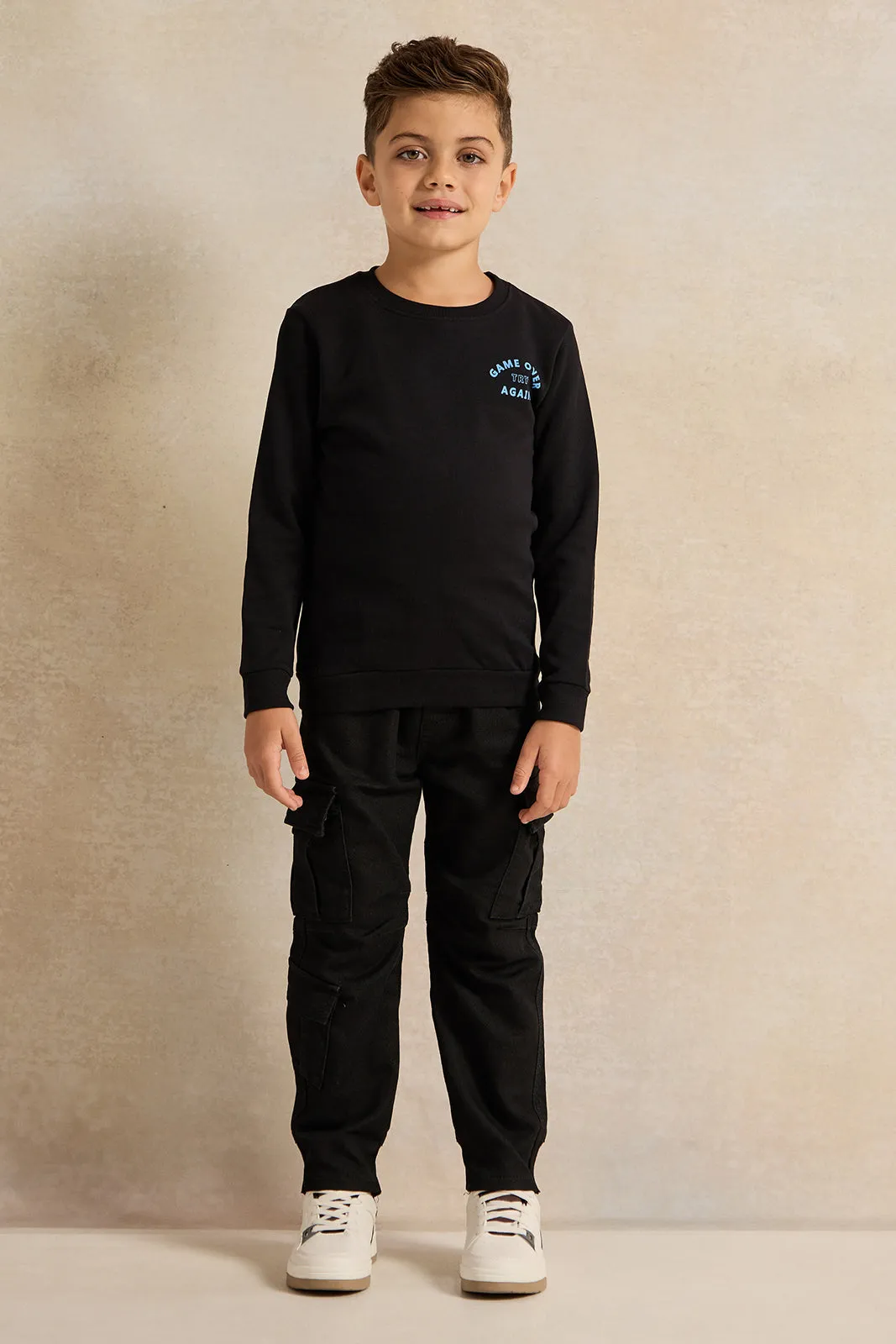Boys Black Printed Sweatshirt sold by Redtag product image thumbnail 2