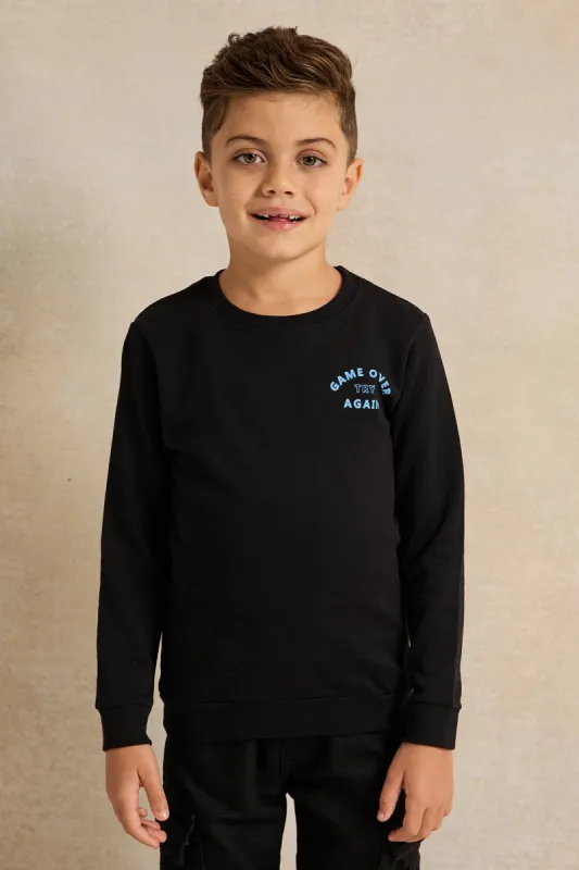 Boys Black Printed Sweatshirt sold by Redtag