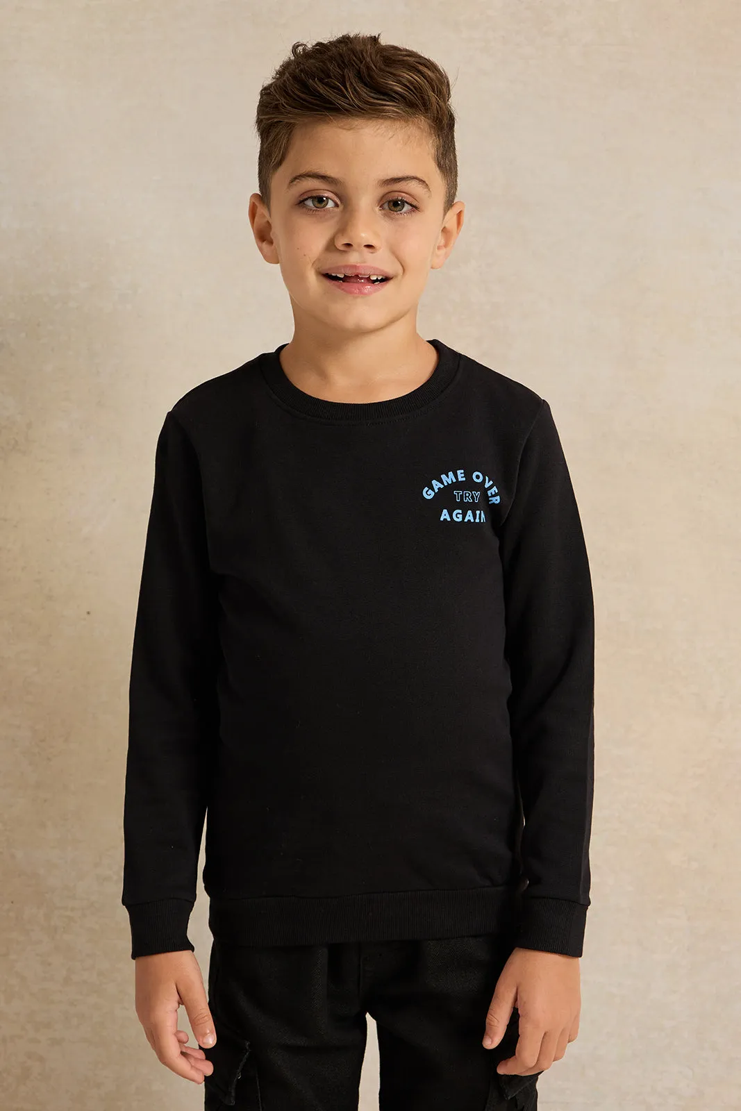 Boys Black Printed Sweatshirt sold by Redtag