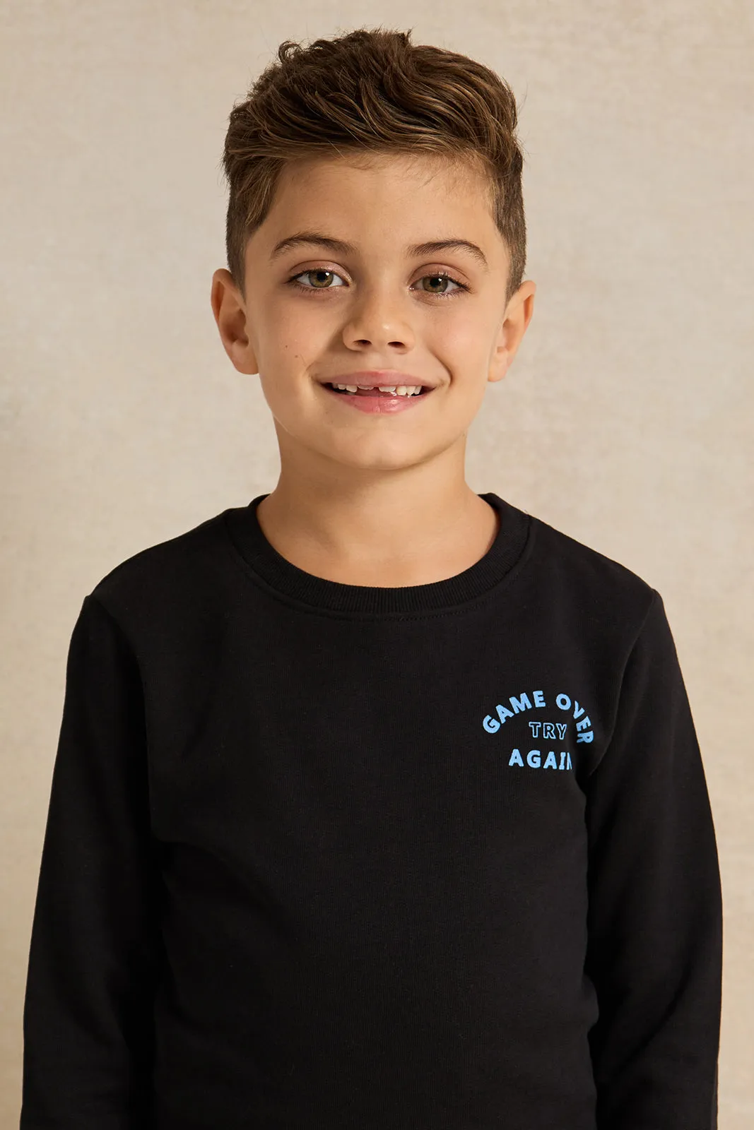 Boys Black Printed Sweatshirt sold by Redtag product image thumbnail 4