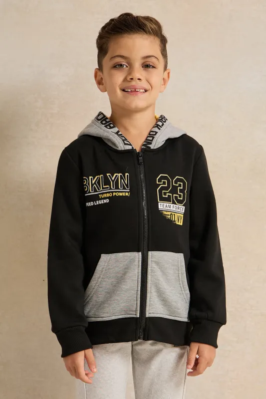 Boys Black And Grey Hooded Sweatshirt sold by Redtag