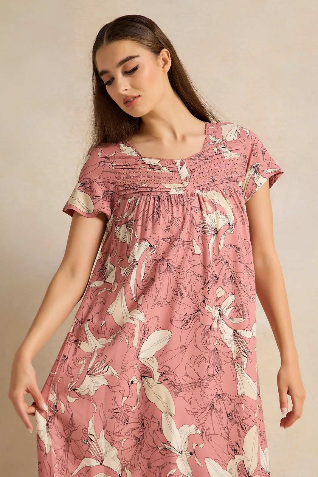 Women Pink Printed Nightgown sold by Redtag product image thumbnail 3