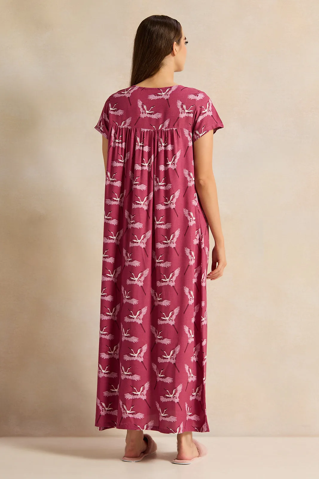 Women Pink Printed Night Gown sold by Redtag product image thumbnail 3