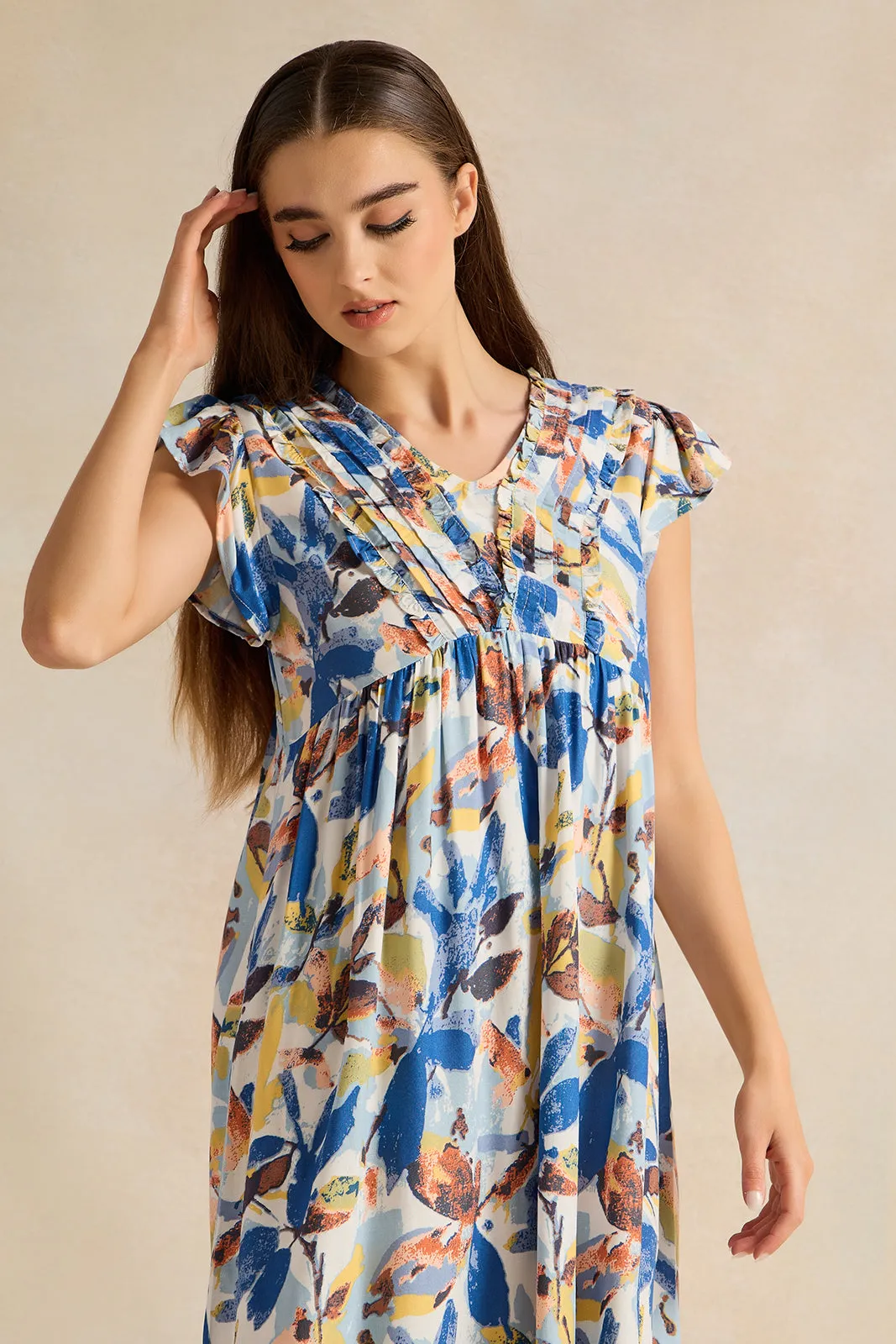 Women Beige Printed Nightgown sold by Redtag product image thumbnail 2