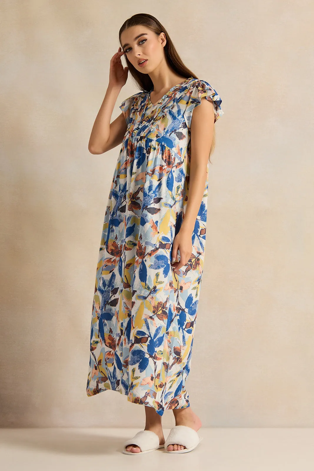 Women Beige Printed Nightgown sold by Redtag product image thumbnail 4