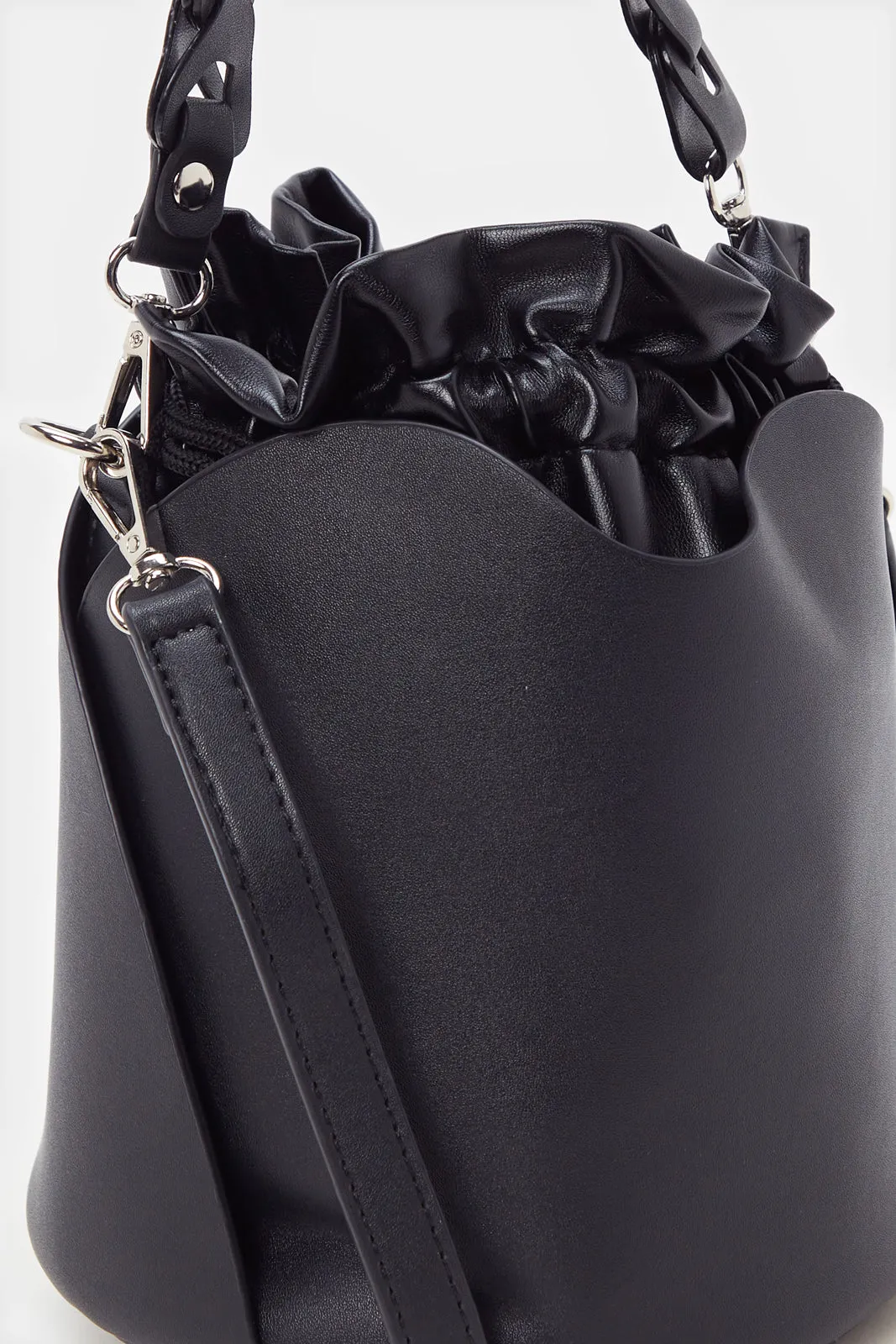Women Black Embellished Handle Bucket Bag sold by Redtag product image thumbnail 3
