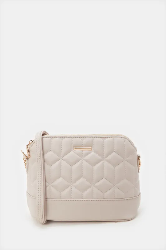 Women Beige Quilting Crossbody Bag sold by Redtag