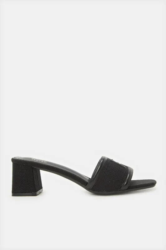 Women Black Raffia Mule With Buckle Trim sold by Redtag