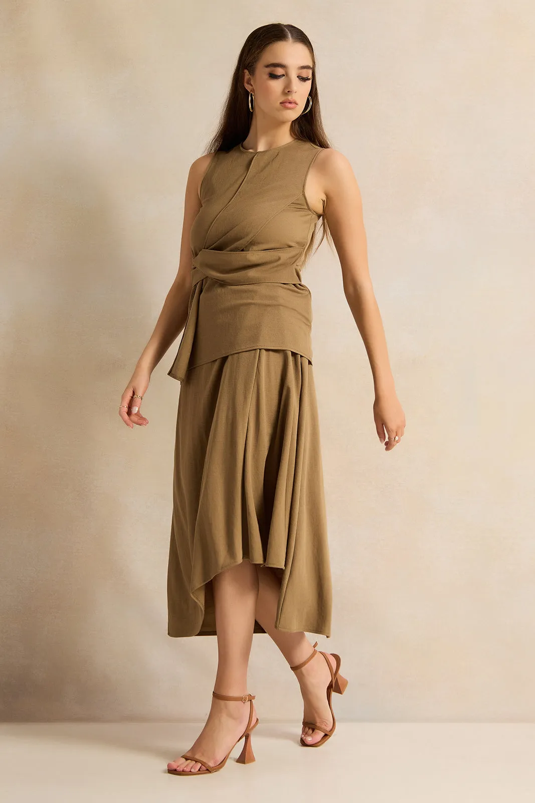 Women Brown Flared Knit Skirt sold by Redtag product image thumbnail 2