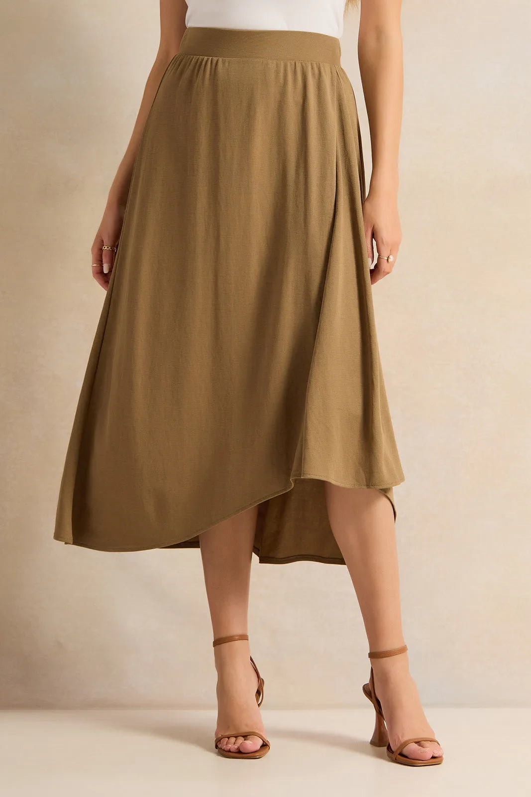 Women Brown Flared Knit Skirt sold by Redtag