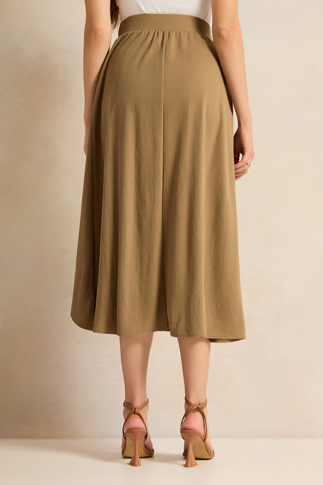 Women Brown Flared Knit Skirt sold by Redtag product image thumbnail 4