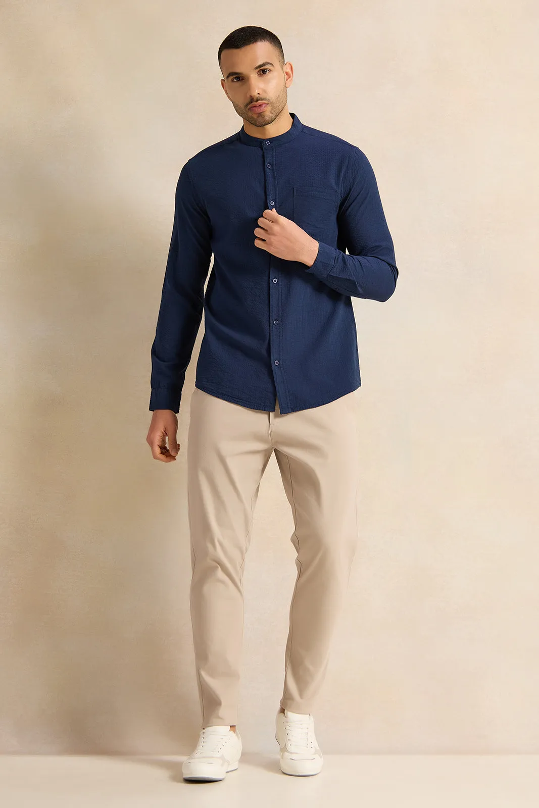 Men Navy Striped Casual Shirt sold by Redtag product image thumbnail 2