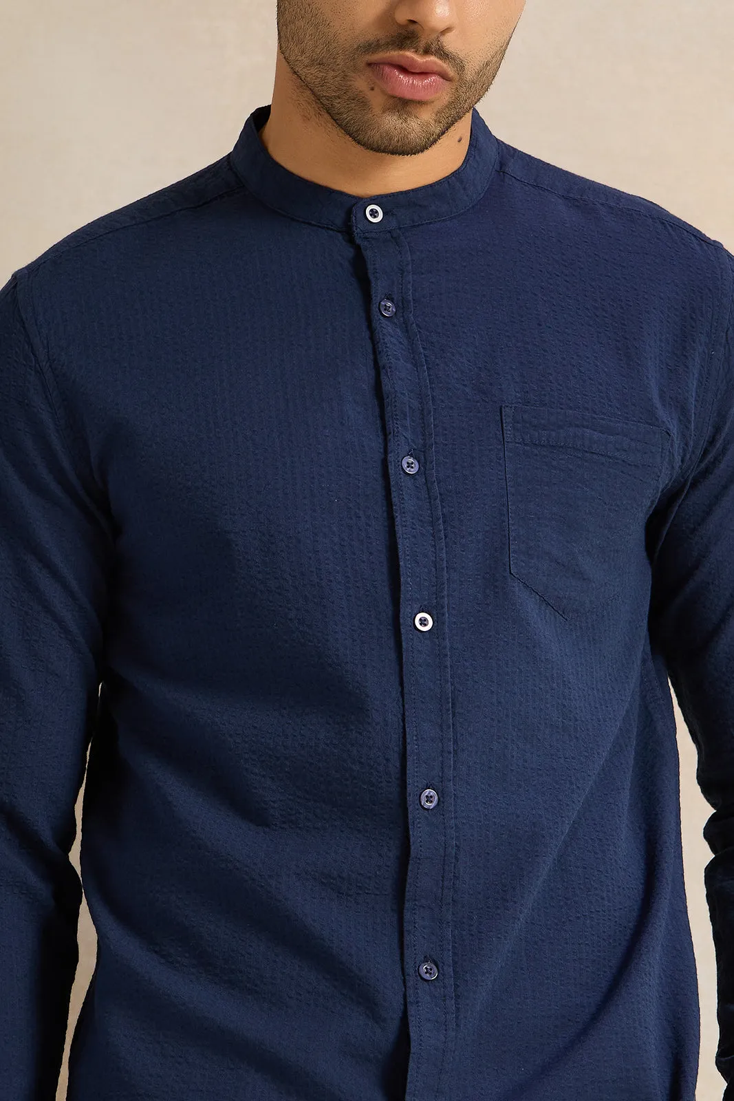 Men Navy Striped Casual Shirt sold by Redtag product image thumbnail 4