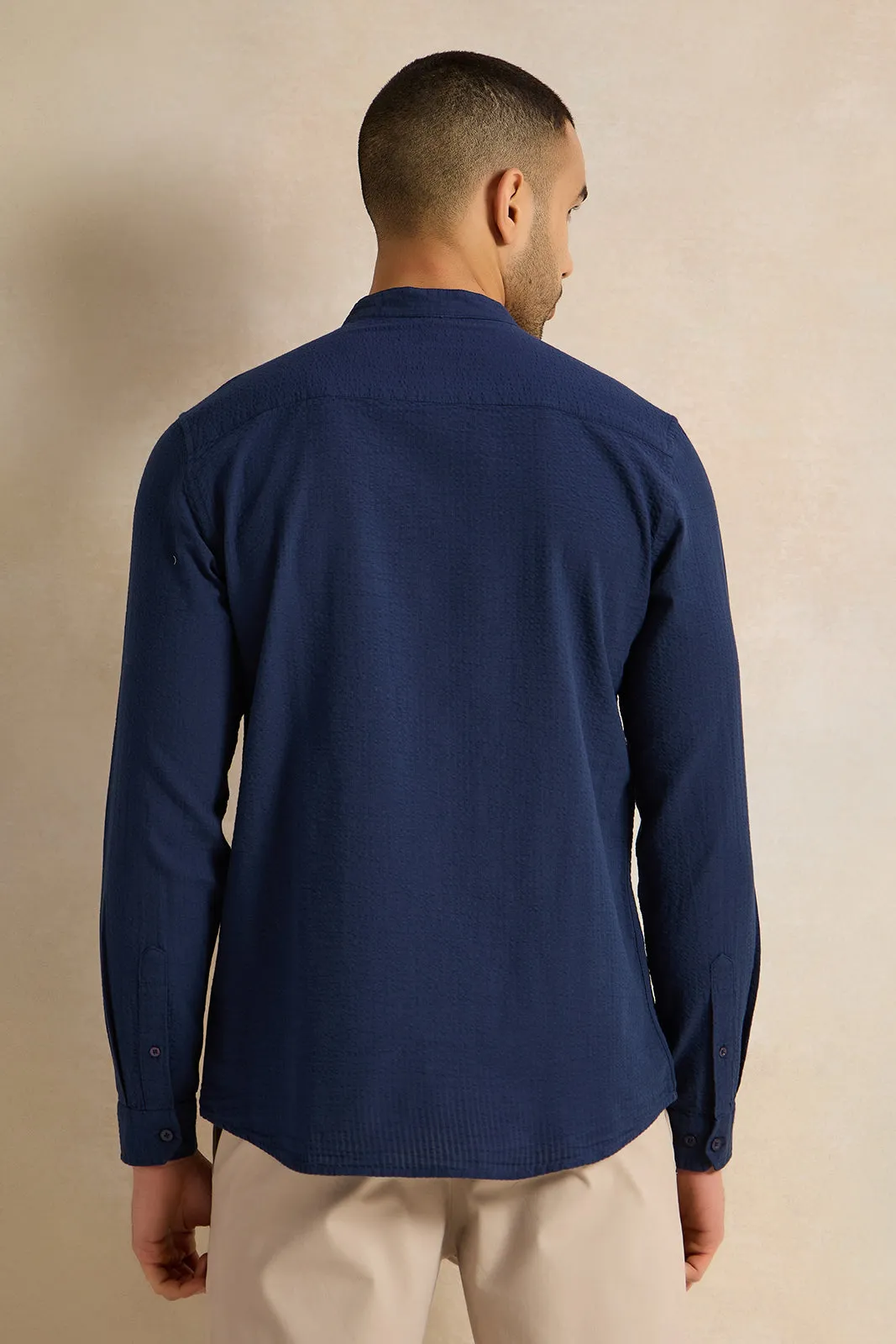 Men Navy Striped Casual Shirt sold by Redtag product image thumbnail 3