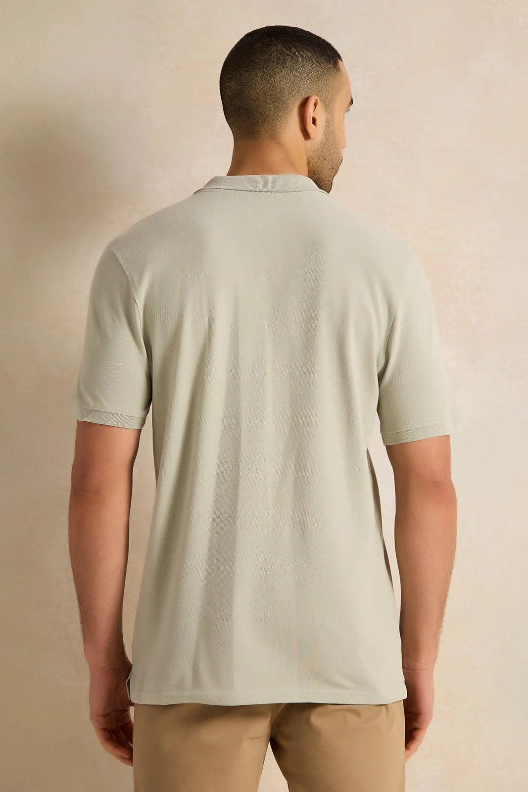 Men Mint Solid Polo Shirt sold by Redtag product image thumbnail 3