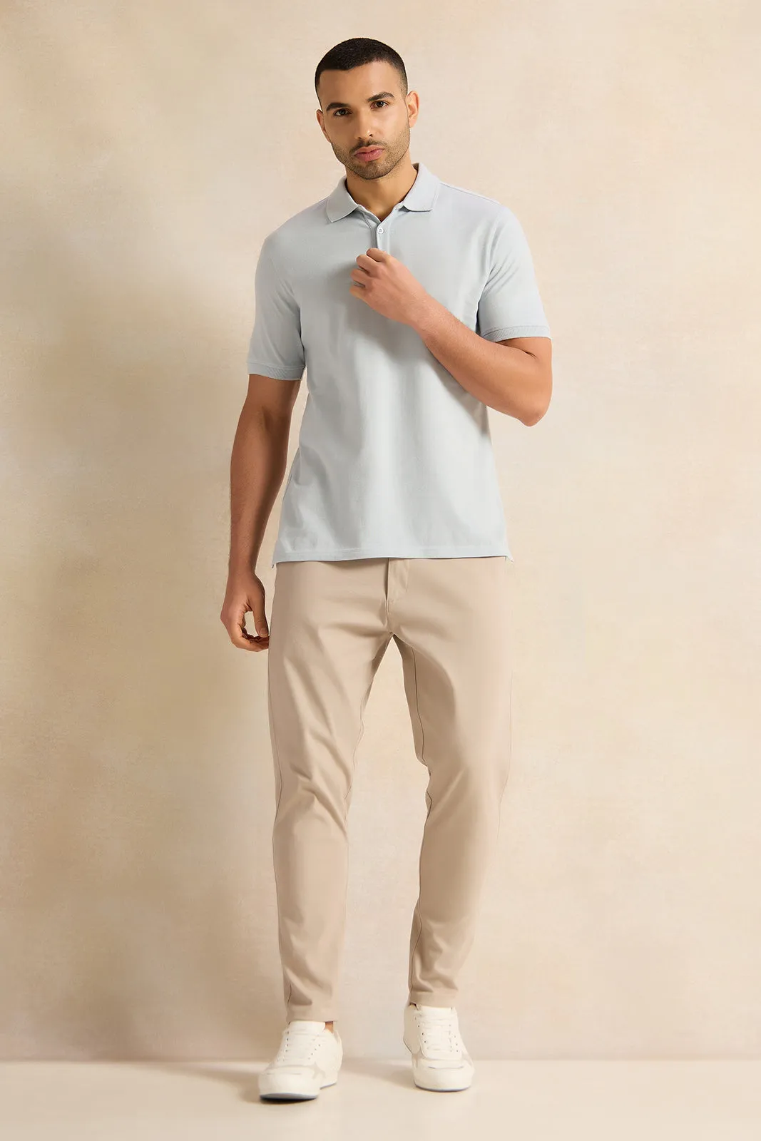 Men Blue Solid Polo Shirt sold by Redtag product image thumbnail 2