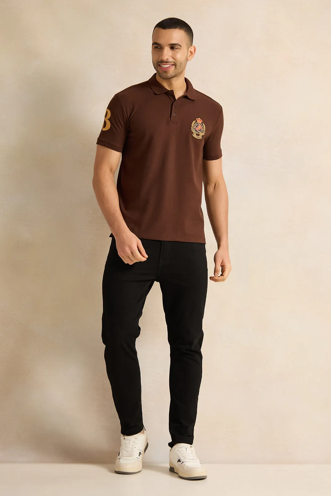 Men Brown Badge Polo Shirt sold by Redtag product image thumbnail 2