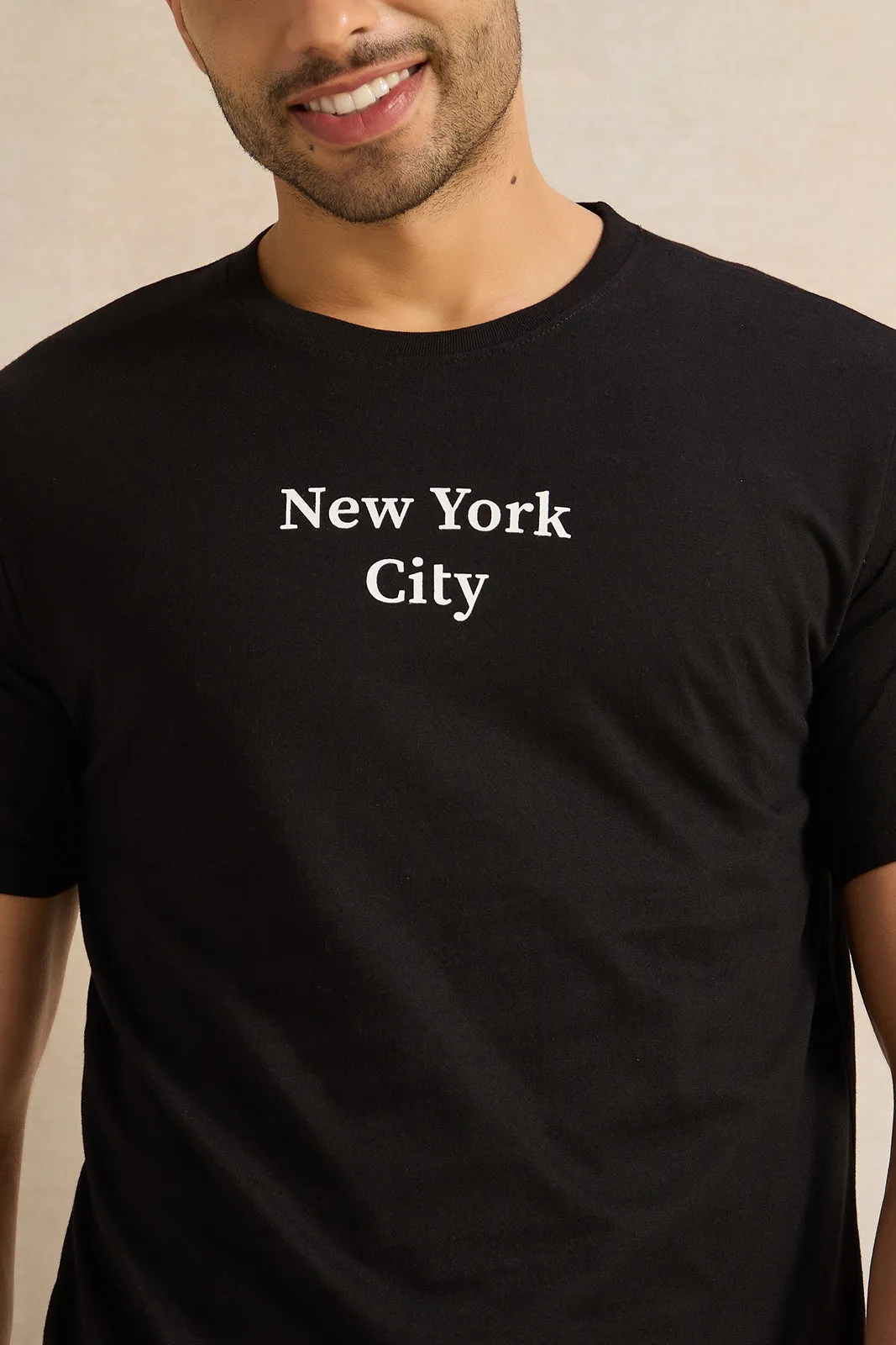 Men Black Graphic T-Shirt sold by Redtag product image thumbnail 4
