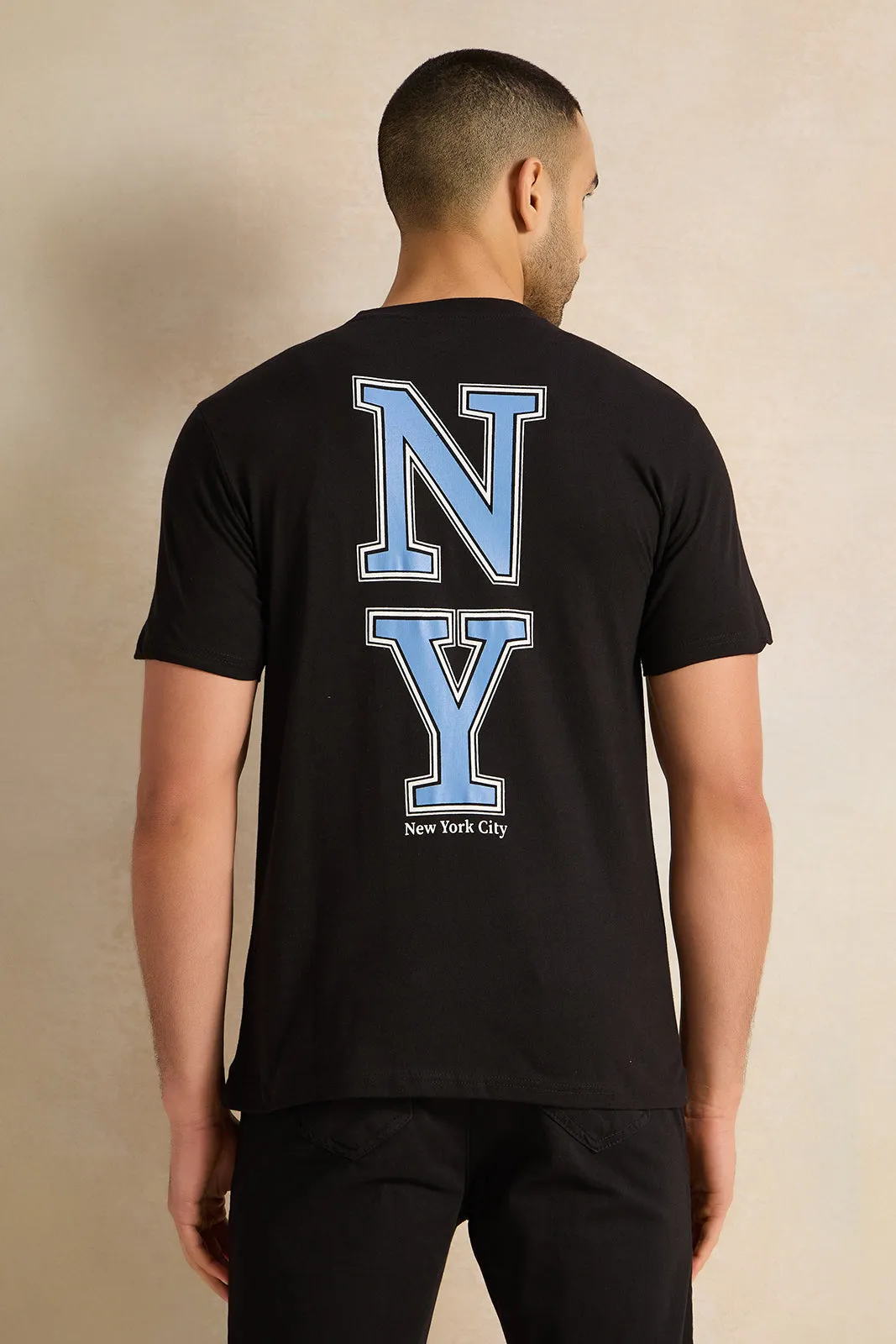 Men Black Graphic T-Shirt sold by Redtag product image thumbnail 3