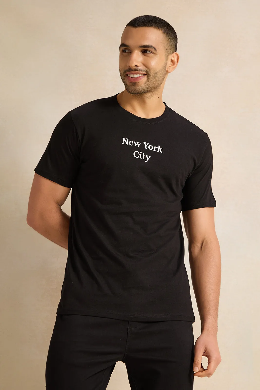 Men Black Graphic T-Shirt sold by Redtag