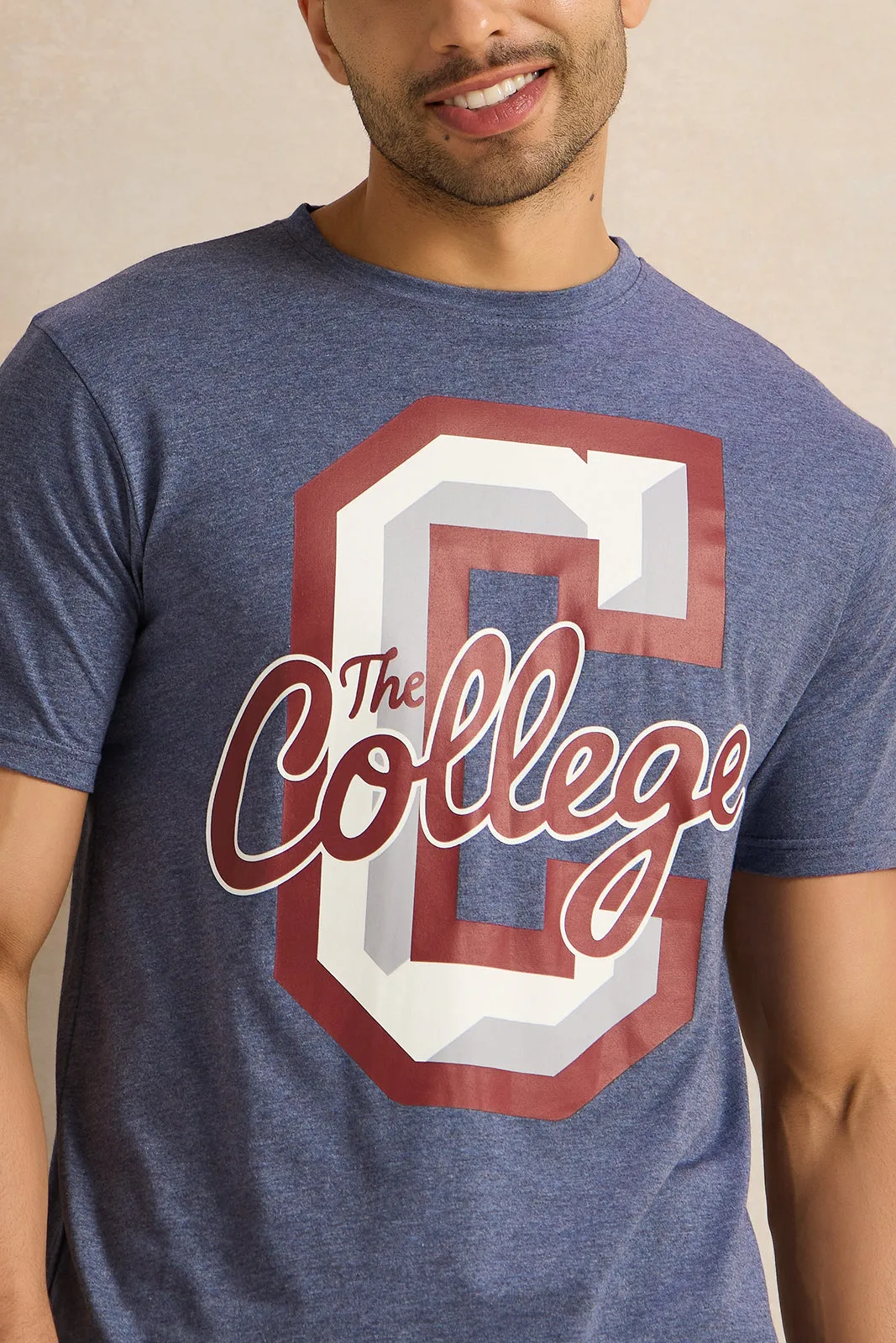 Men Navy Graphic T-Shirt sold by Redtag product image thumbnail 4