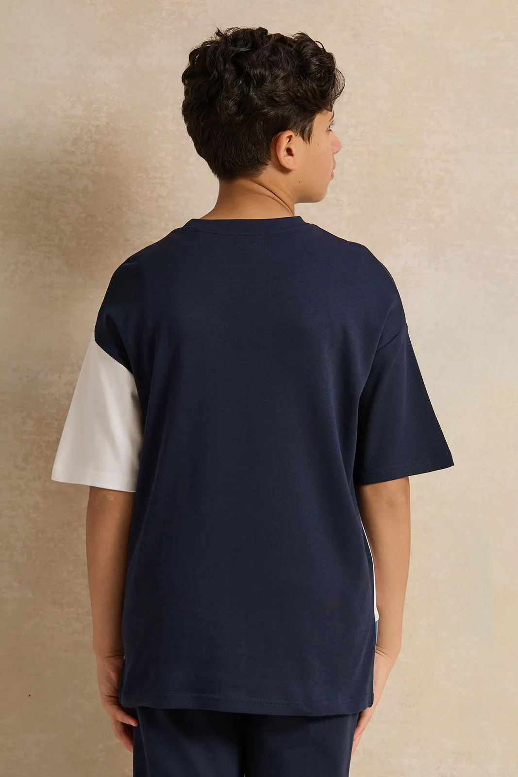 Senior Boys Navy Cut And Sew T-Shirt sold by Redtag product image thumbnail 3