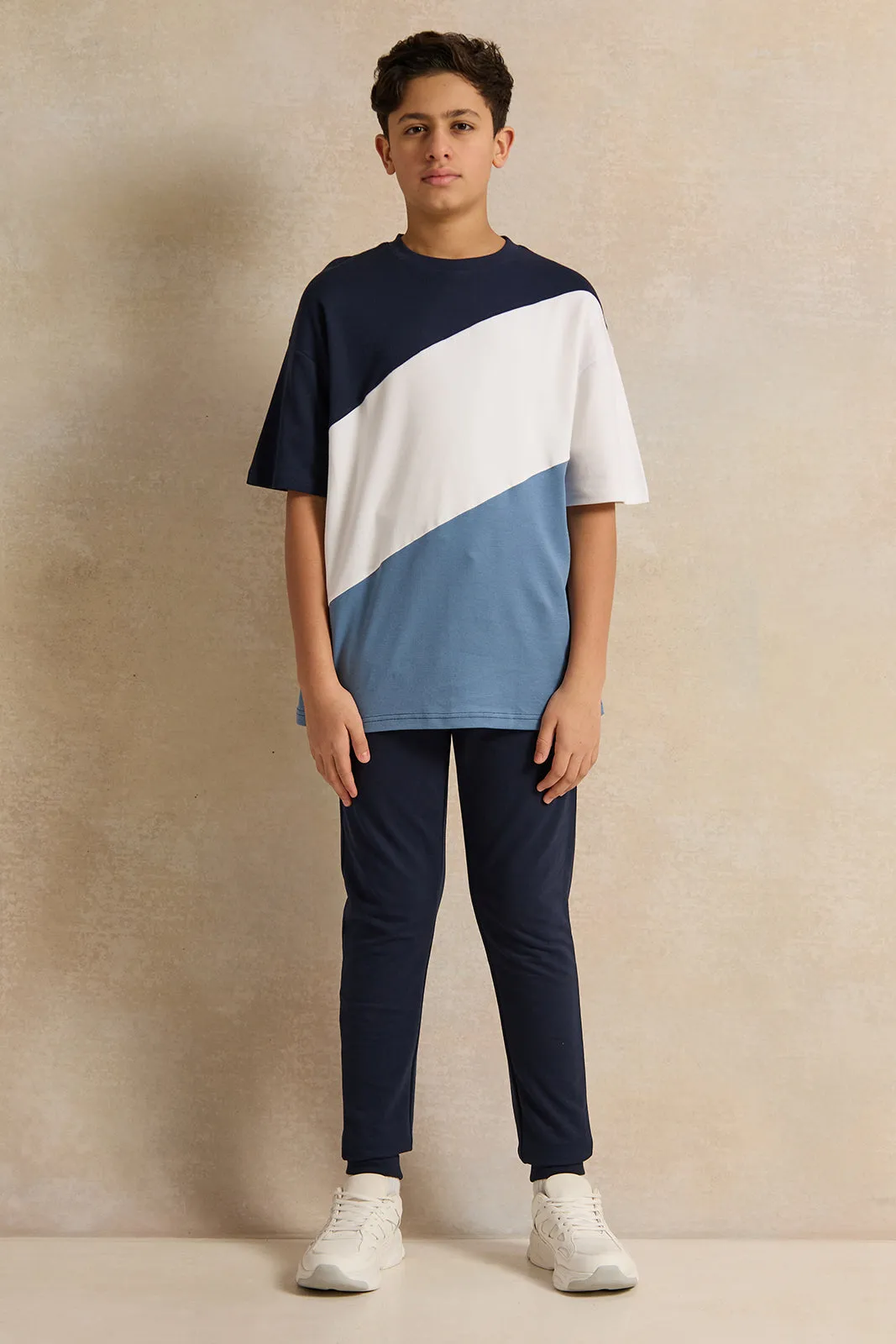 Senior Boys Navy Cut And Sew T-Shirt sold by Redtag product image thumbnail 2