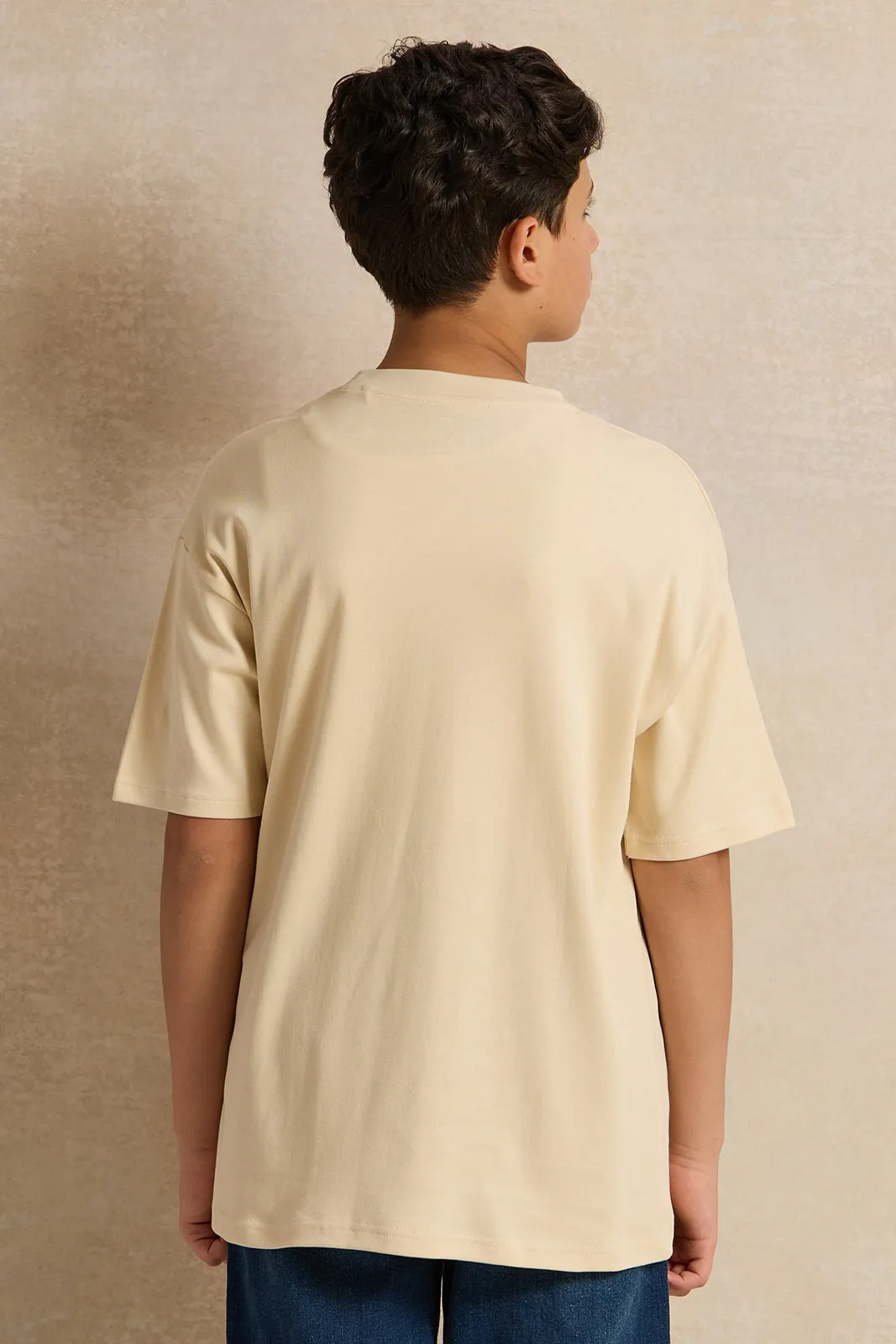 Senior Boys Beige Oversize T-Shirt sold by Redtag product image thumbnail 3