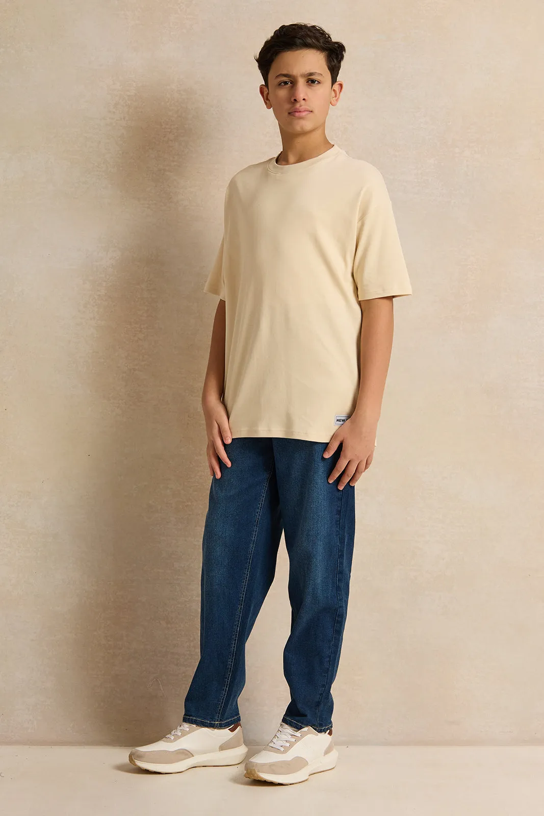 Senior Boys Beige Oversize T-Shirt sold by Redtag product image thumbnail 2