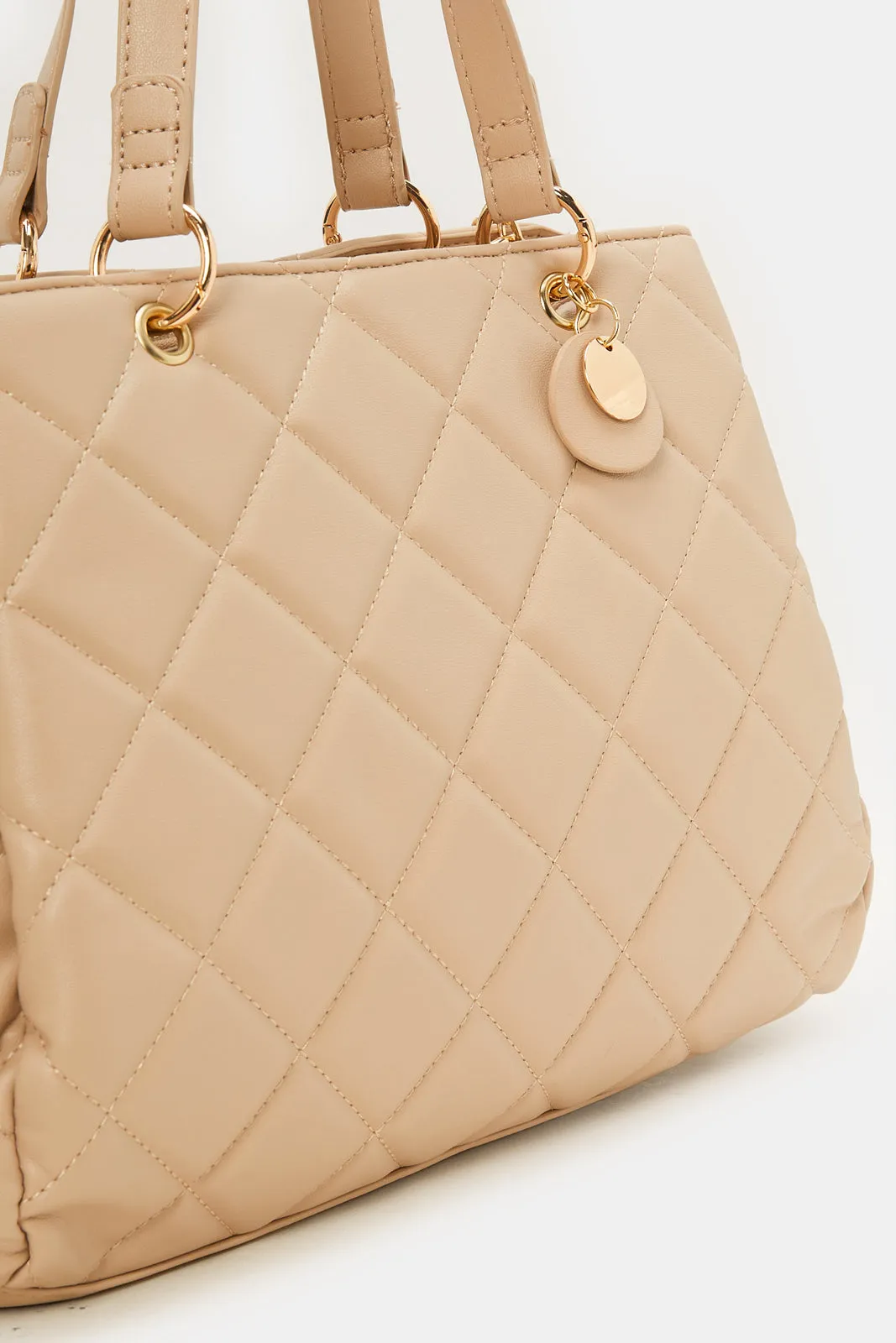 Women Beige Textured Day Bag sold by Redtag product image thumbnail 3