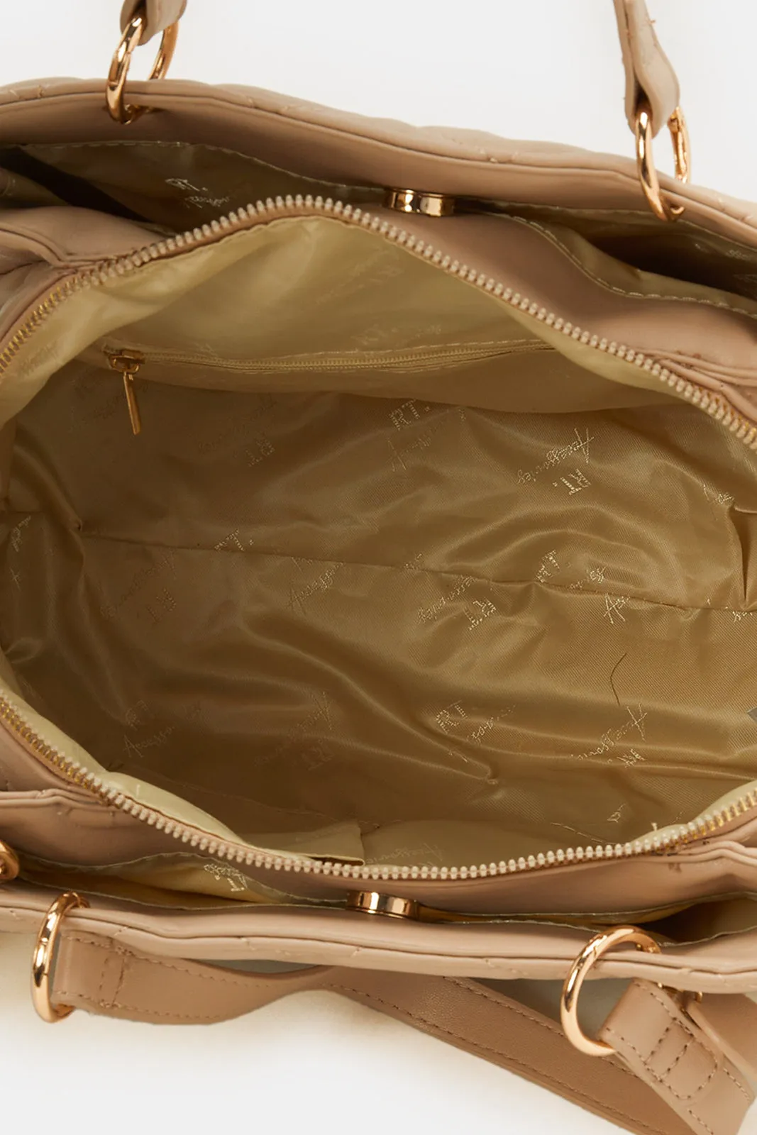 Women Beige Textured Day Bag sold by Redtag product image thumbnail 4