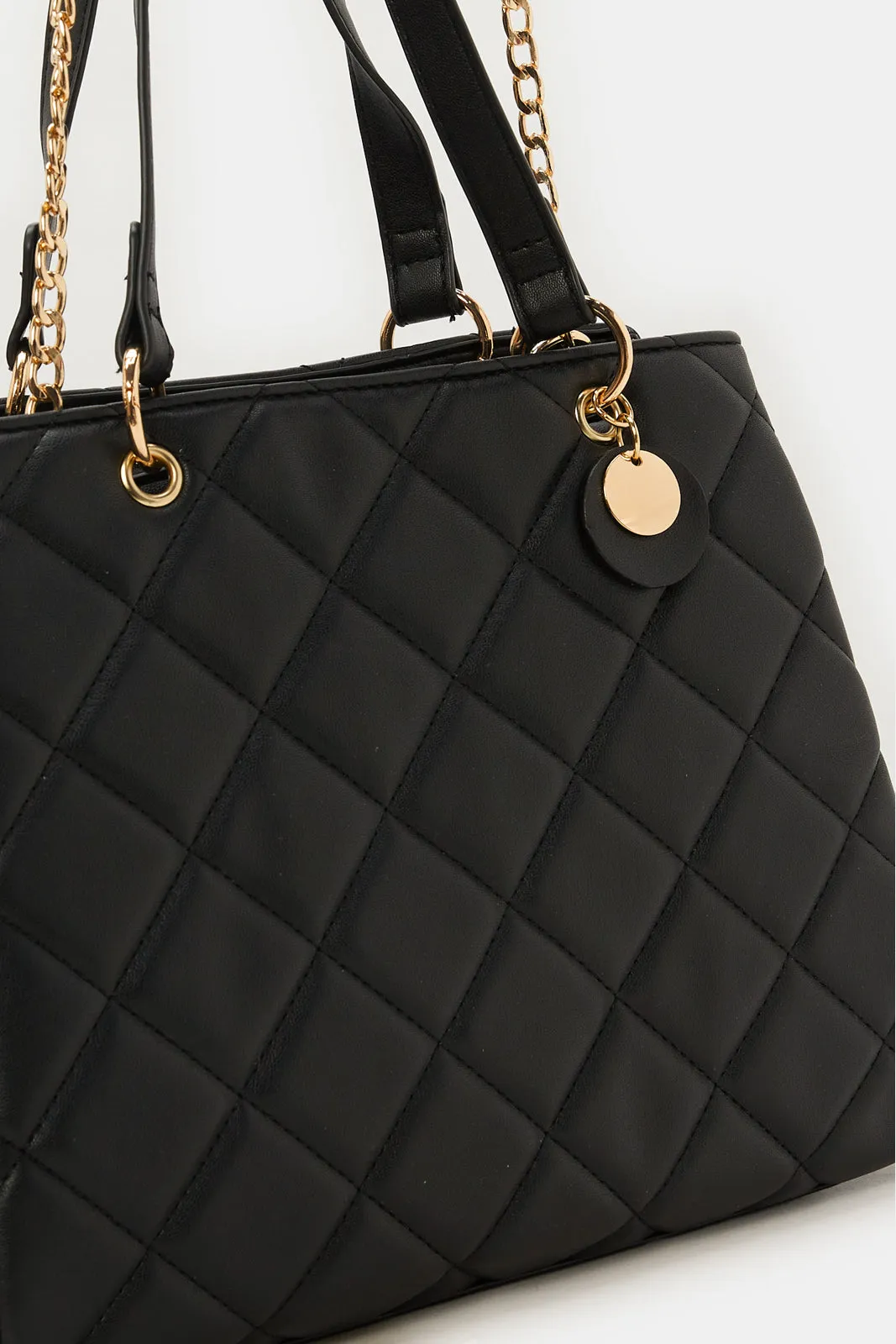 Women Black Textured Day Bag sold by Redtag product image thumbnail 3