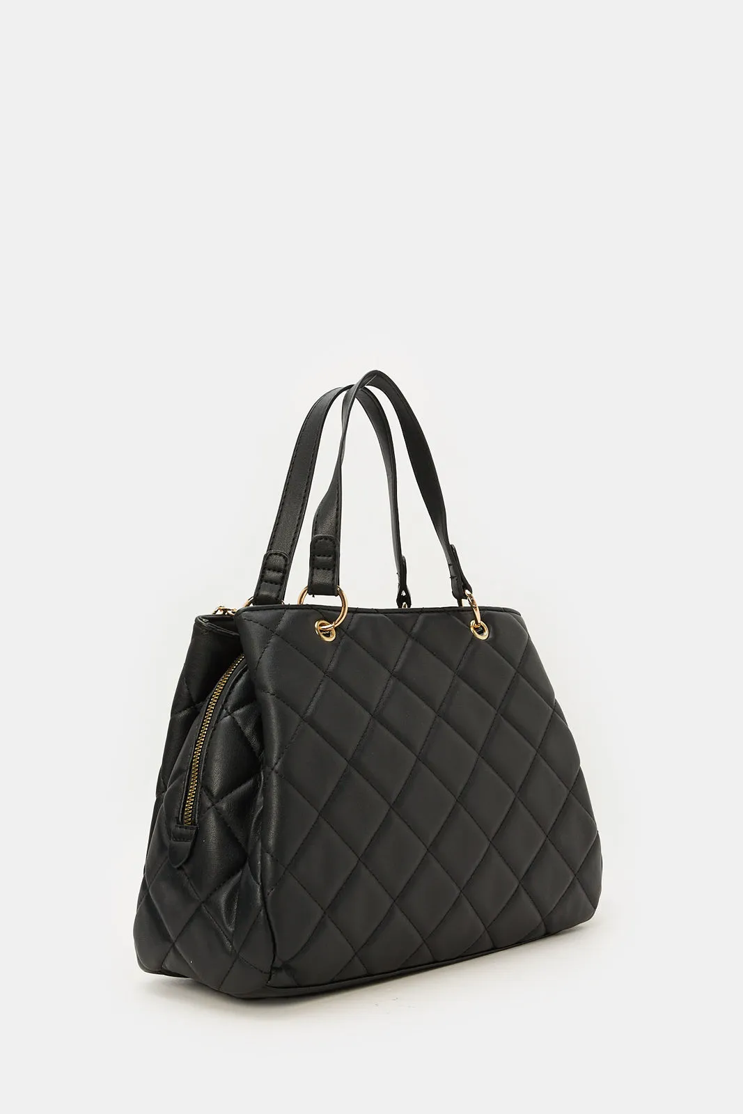 Women Black Textured Day Bag sold by Redtag product image thumbnail 2