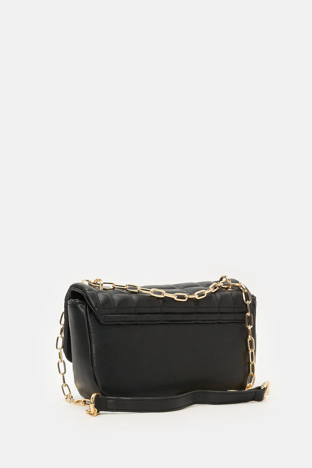 Women Black Textured Flap Messenger Bag sold by Redtag product image thumbnail 2