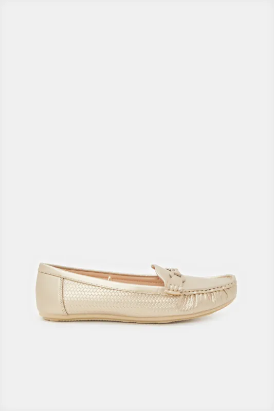 Women Gold Embellished Moccasin sold by Redtag