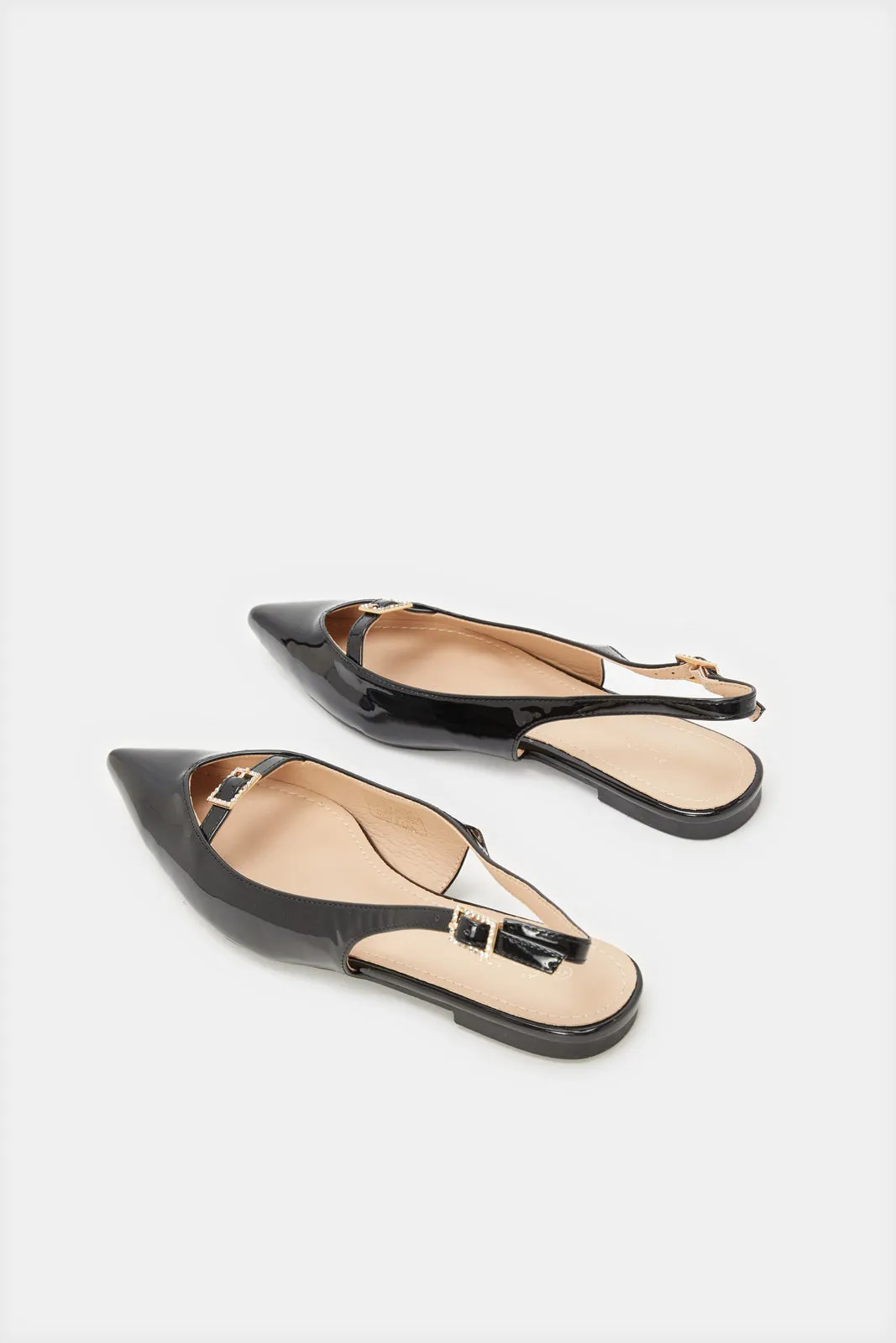 Women Black Embellished Slingback sold by Redtag product image thumbnail 4