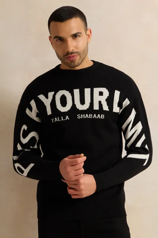 Men Black Knitted Sweater sold by Redtag