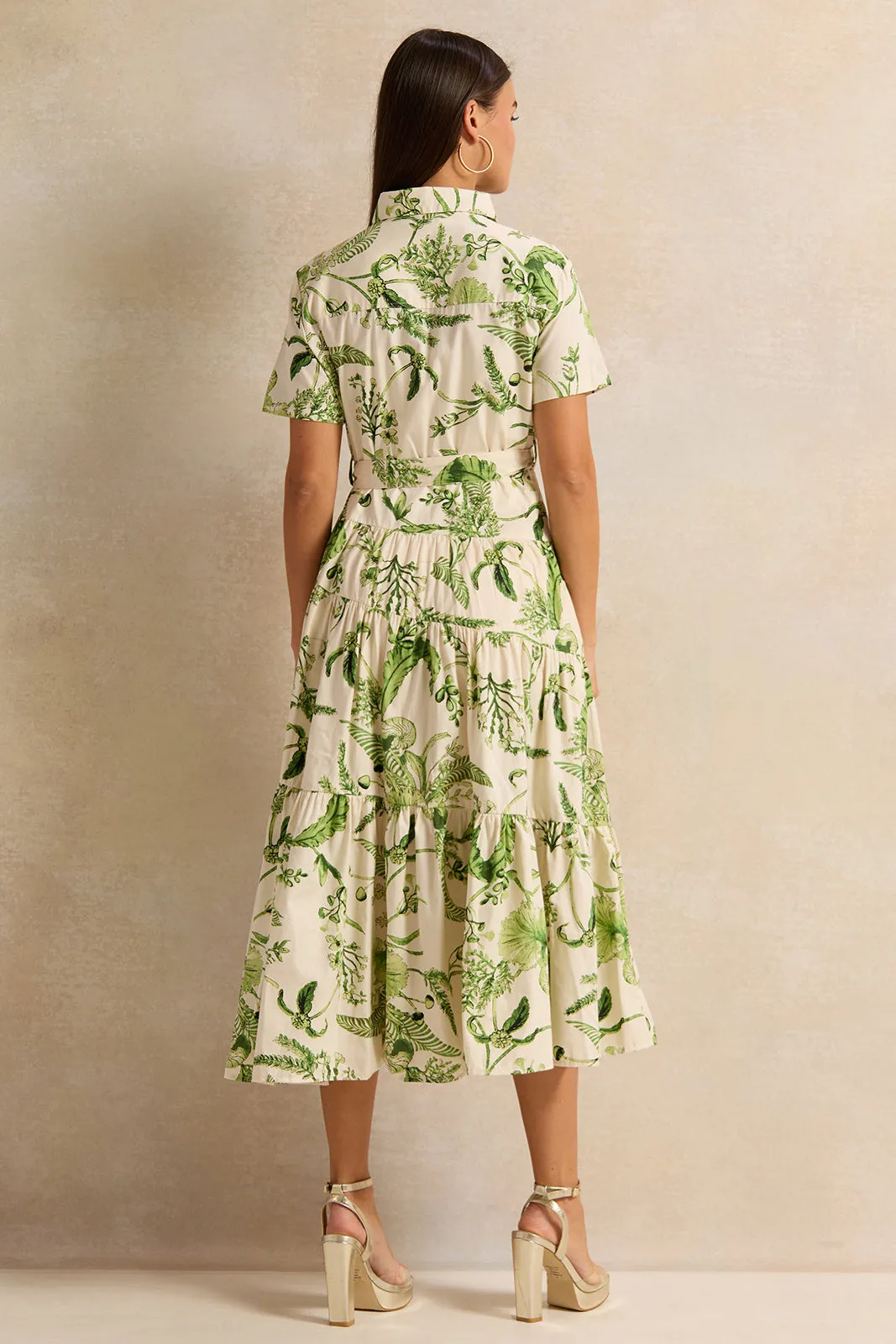 Women Ivory Printed Tiered Shirt Dress sold by Redtag product image thumbnail 3