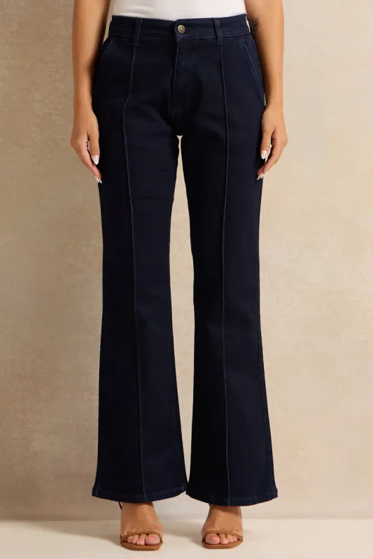 Women Navy Flared Jeans sold by Redtag