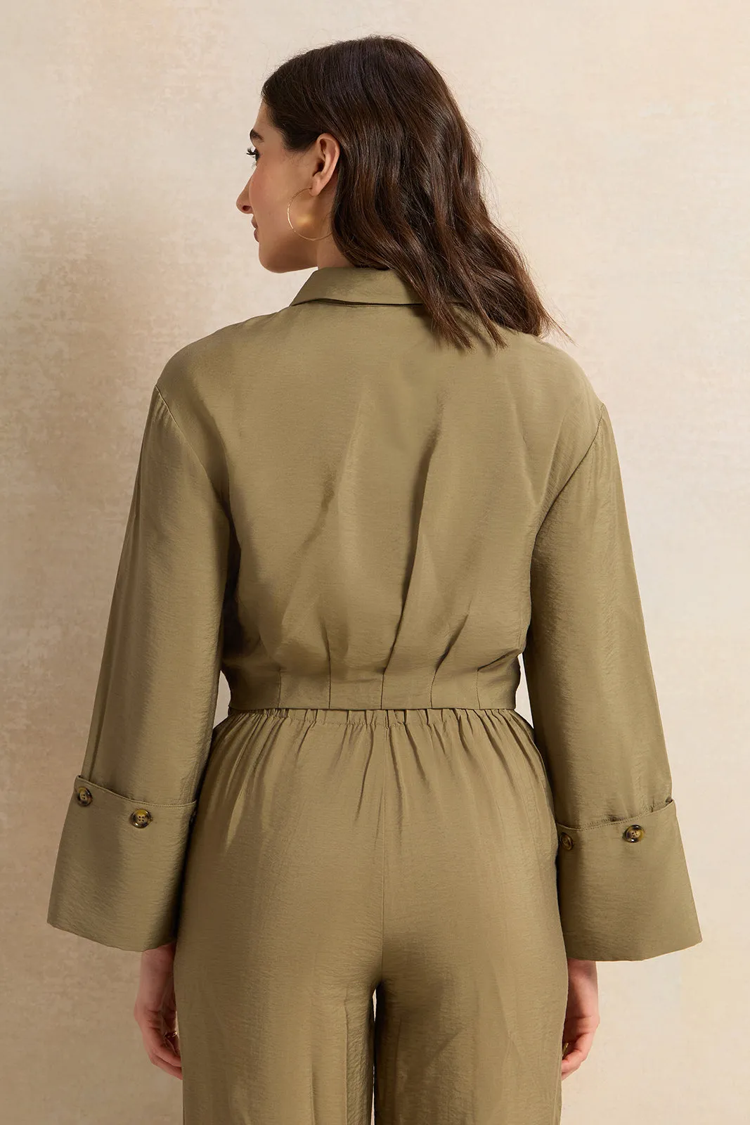 Women Olive Waist Pleated Detailed Shirt sold by Redtag product image thumbnail 3