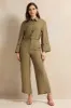 Women Olive Waist Pleated Detailed Shirt sold by Redtag