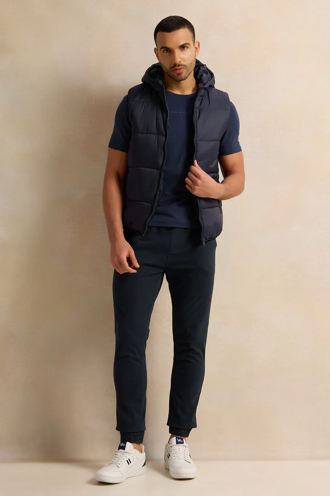 Men Navy Sleeveless Puffer Jacket sold by Redtag product image thumbnail 2